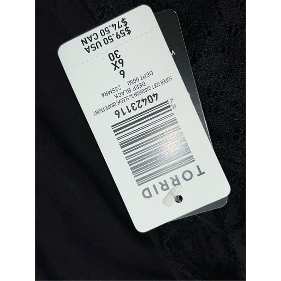 NWT Torrid Black Super Soft 3/4 Sleeve Cardigan Drape Front Sweater Size 6X B1 - Picture 3 of 5